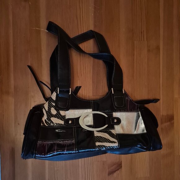 D-Fusion muti-pattern Animal Print Patch Work Shoulder handbag purse - Picture 11 of 16